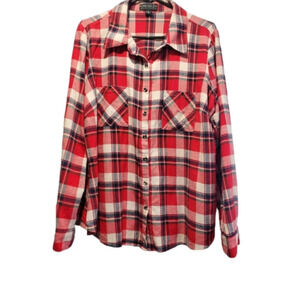 Red Plaid Flannel Shirt Sz 1x